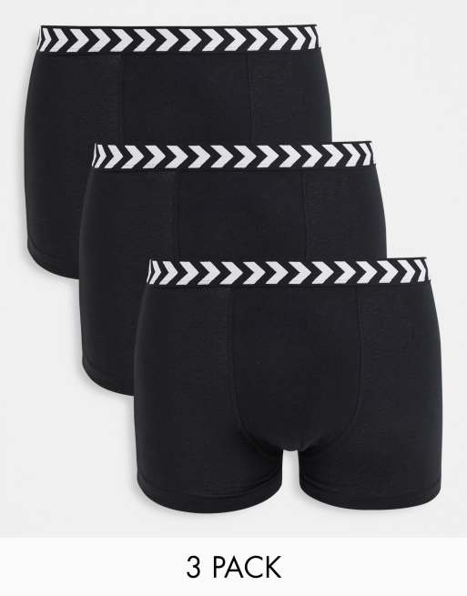 Hummel – 3er-Pack Boxershorts in Schwarz mit Bund mit Sparrenmuster