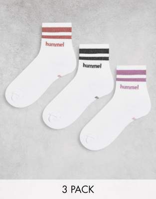 Hummel – 3er-Pack Crew-Socken mit Retro-Design in verschiedenen Farben