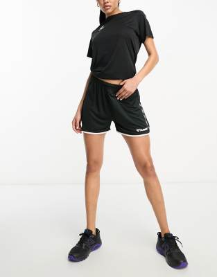 Hummel - Authentic - Shorts aus Polytricot in Schwarz und Weiß-Black