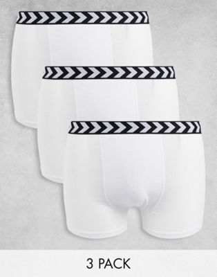 Hummel 3 pack chevron waistband boxers in white