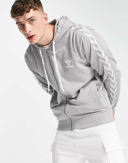 usuario Con fecha de derrochador Hummel classic chevron zip hoodie in gray | ASOS