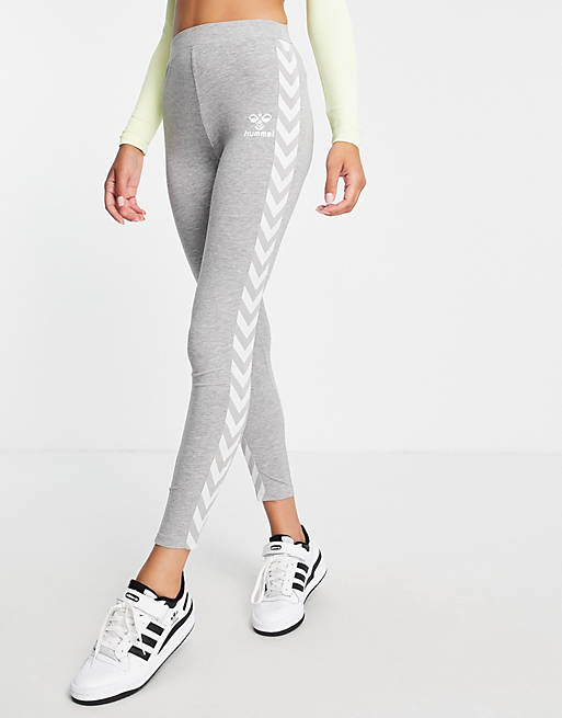 Hummel Classic taped high waist sport leggings in gray | ASOS