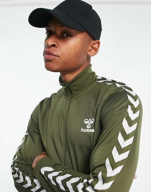 Hummel classic track jacket in olive ASOS