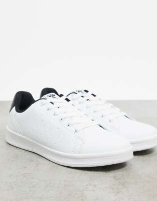 white trainers with black heel
