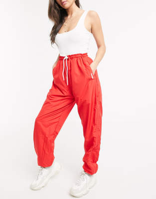 red oversized joggers