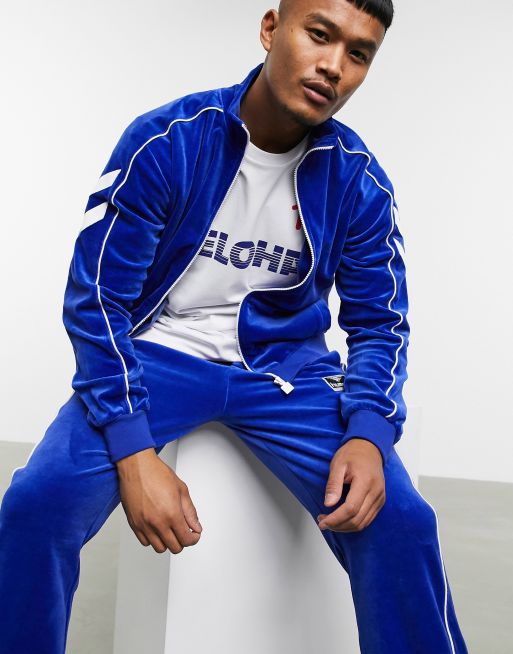 Hummel Hive velour track top in blue ASOS