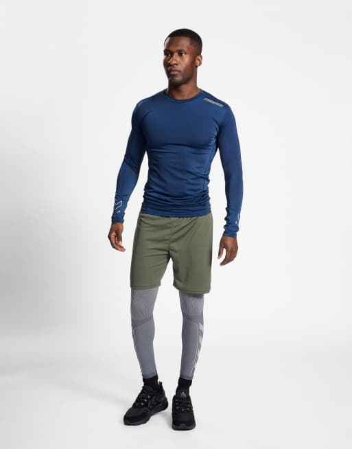 Hummel – Langärmliges, figurbetontes Jersey-Shirt in Marineblau, 2 von 4