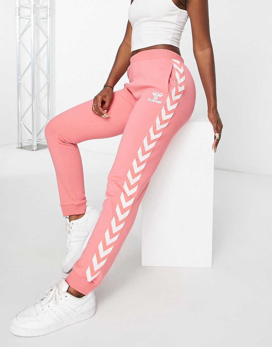 hummel - ökenrosa, klassiska byxor med avsmalnande passform-pink
