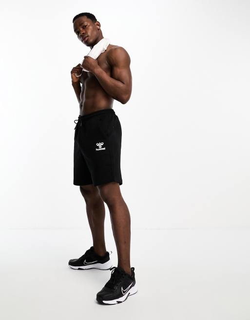 Hummel regular fit sweat shorts with logo in black