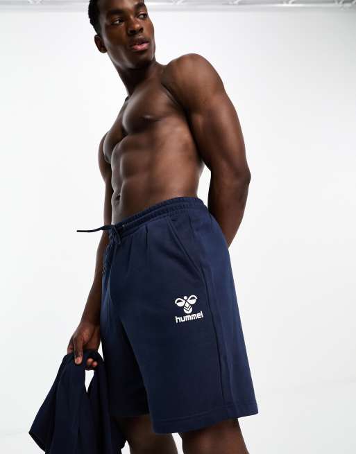 Hummel regular fit sweat shorts with logo in blue