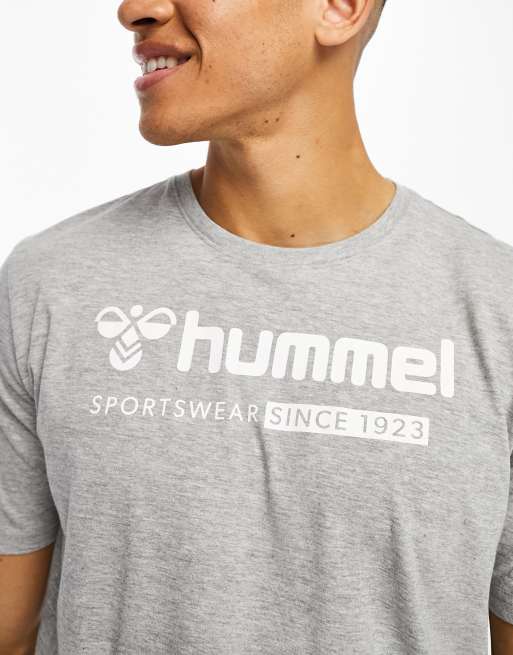 Hummel - Regular-fit T-shirt met oversized logo in grijs, 4 van 4