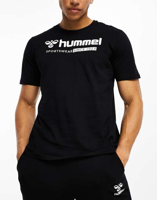 Hummel fit T-shirt with oversized logo in black | ASOS