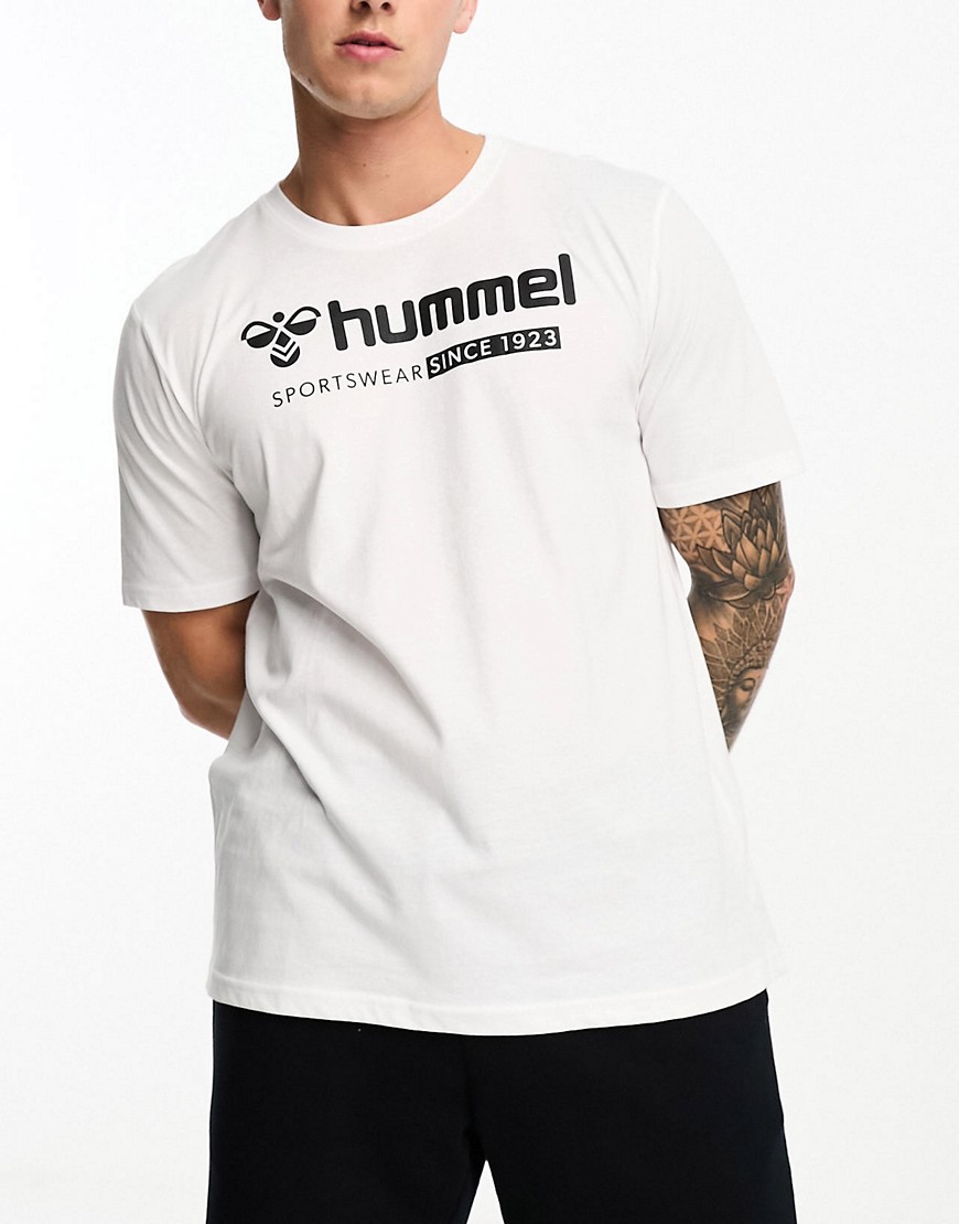 Hummel regular fit t-shirt with oversized logo in white