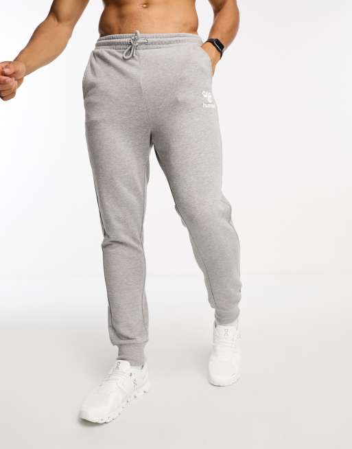 Hummel regular fit trackies with logo in grey
