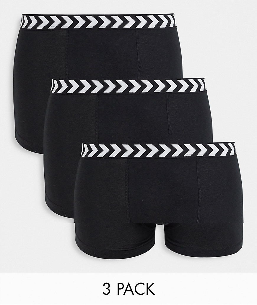 Hummel - Set van 3 boxershorts met chevron tailleband in zwart
