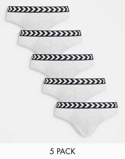 Hummel - Set van 5 onderbroeken met zigzagpatroon op de tailleband in grijs