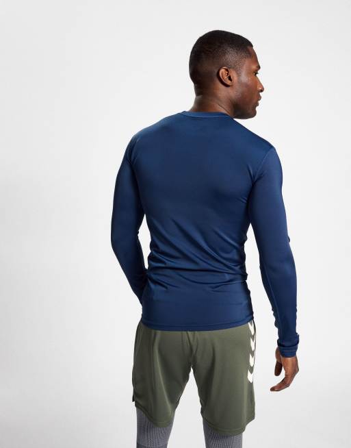 Hummel - T-shirt ajusté en jersey à manches longues - Bleu marine, 3 de 4