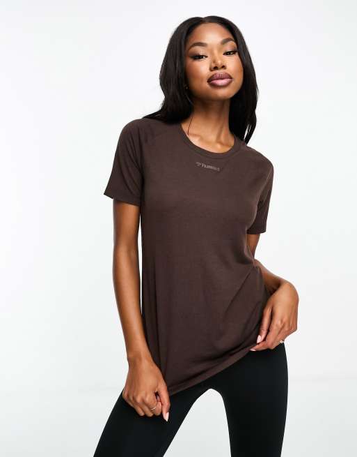 Hummel - T-shirt en tulle à manches raglan - Marron