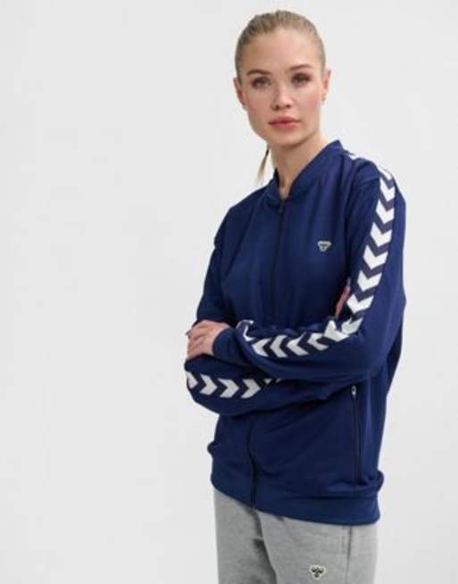 hummel – Trainingsjacke in Caban-Marineblau mit Reißverschluss und Logo
