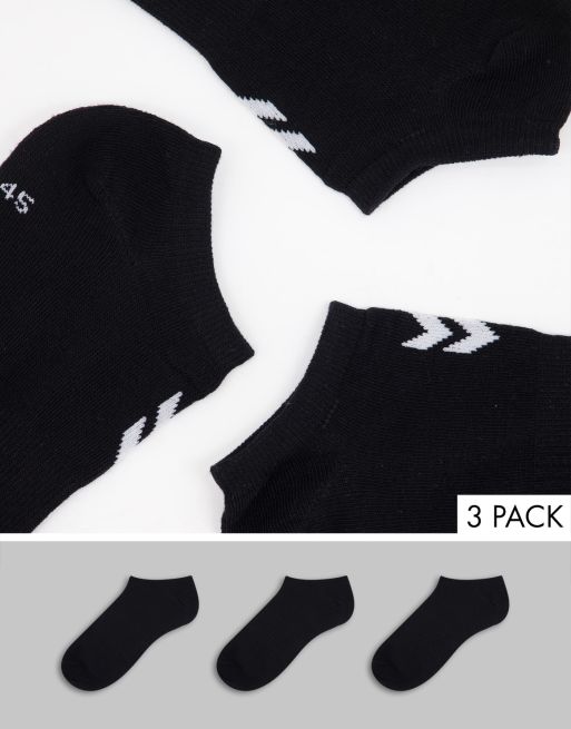 Hummel – Zestaw 3 par czarnych klasycznych skarpetek z logo