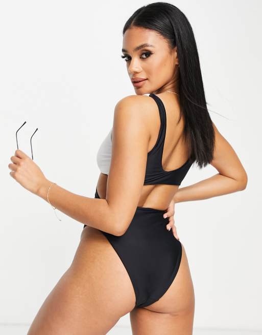 Hunkemellor X NAKD crossover swimsuit in monochrome, 3 of 4