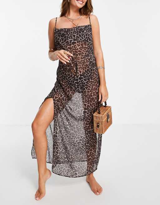 Leopard print hot sale sheer dress