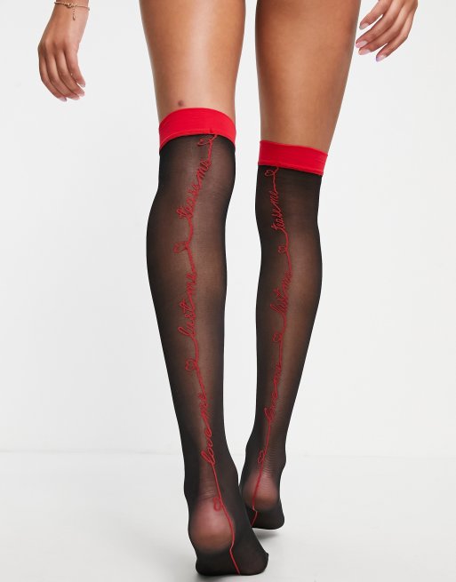 Contrast seamed outlet stockings