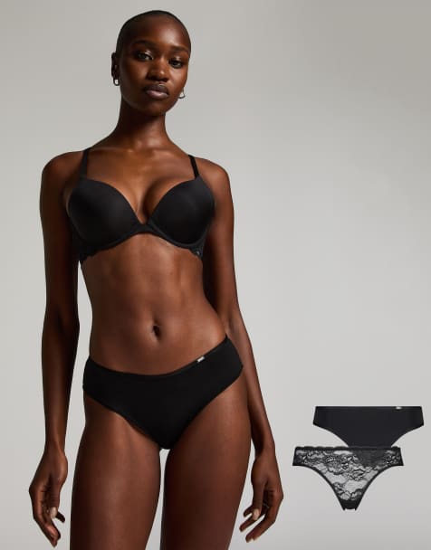 Hunkemoller 2-pack angie knickers in black - view 1