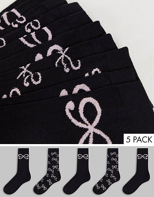 Hunkemoller 5 pack socks in bow print