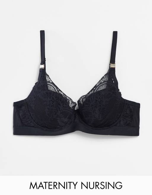 Hunkemoller Adelaide lace nursing bra in black ASOS