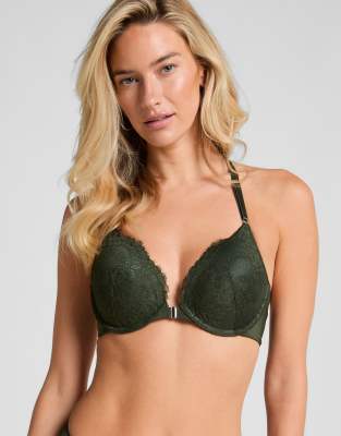 Hunkemöller - Amara - Wattierter Push-up-BH in Grün mit Bügel