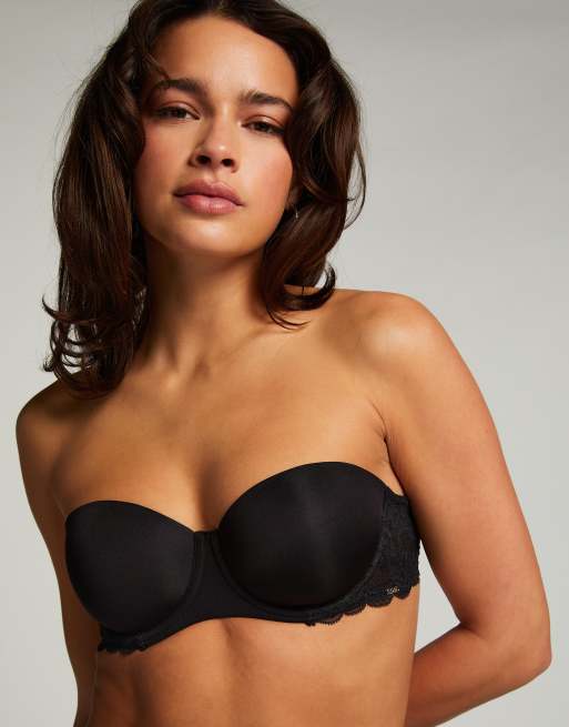 Hunkemoller Angie padded strapless underwired bra in black, 2 of 4