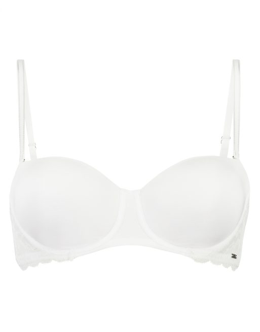 Hunkemöller – Angie Valentine – Gepolsterter, trägerloser Bügel-BH in Weiß, 4 von 4