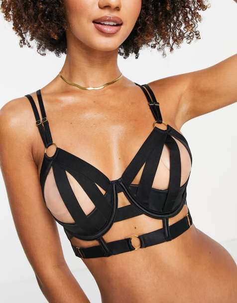 ASOS Fuller Bust Giant Fishnet Balconette Bra in Black