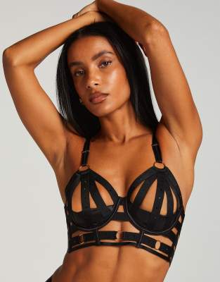 Hunkemöller - Athena - Unwattierter Longline-BH in Schwarz mit Bügel