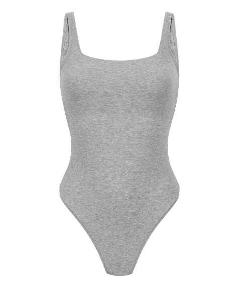 Hunkemoller - Body côtelé en coton - Gris - view 1