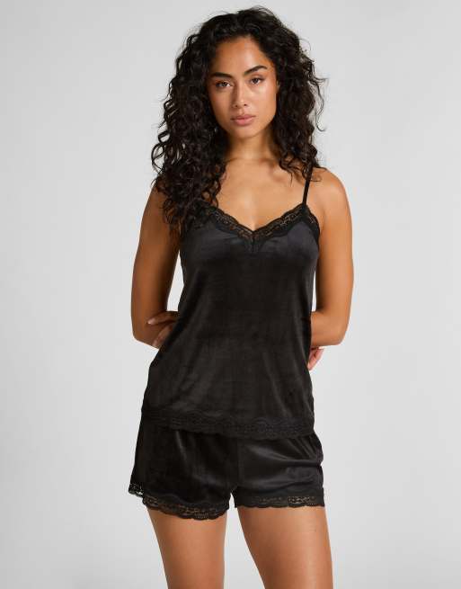 Hunkemöller – Camisole aus Samt und Spitze in Schwarz, 2 von 6