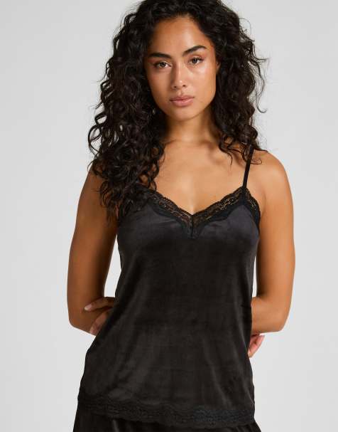 Hunkemoller - Caraco en velours et dentelle - Noir - view 1
