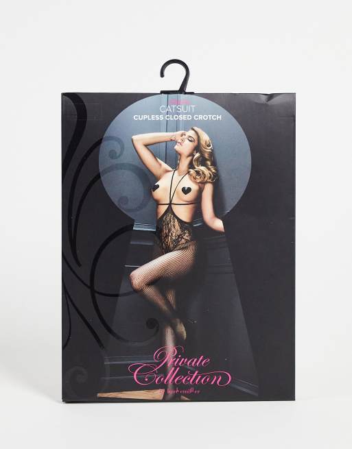 Hunkemoller - Catsuit van mesh zonder cups in zwart