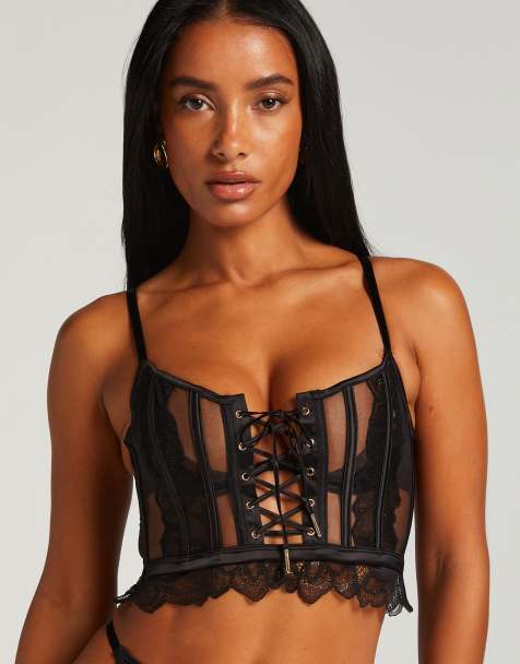Hunkemöller – Cierra – Unwattierter Longline-BH in Schwarz mit Bügel - view 1