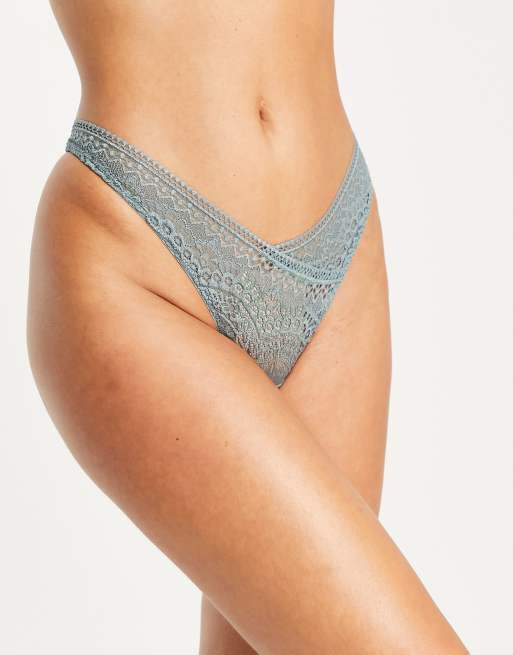 Hunkemoller Clea high leg lace string thong in light green