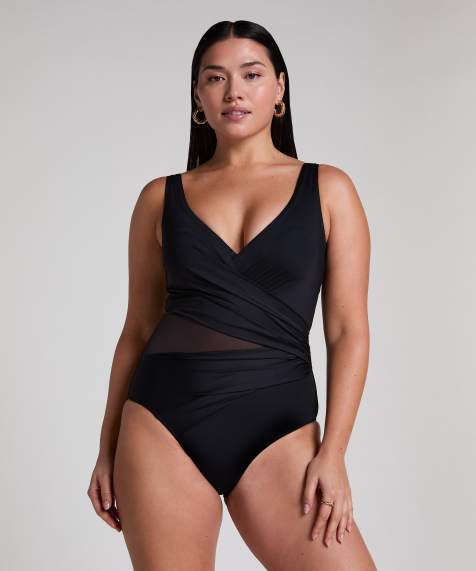 Hunkemoller - Corrigerend badpak met mesh in zwart - view 1