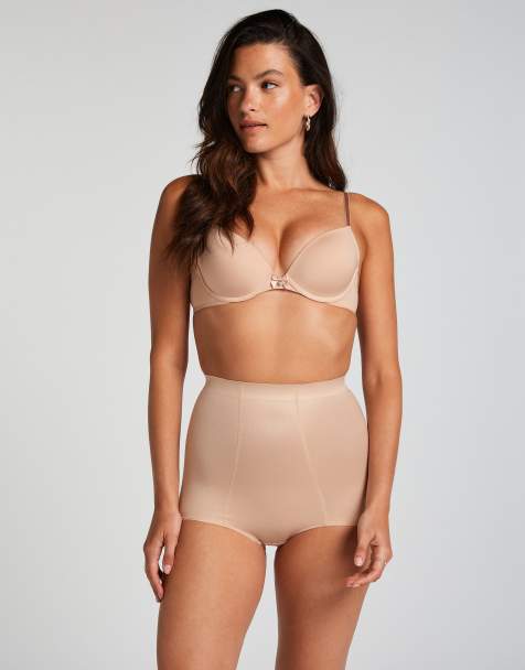 Hunkemöller - Culotte taille haute effet sculptant en imitation néoprène - Beige - view 1