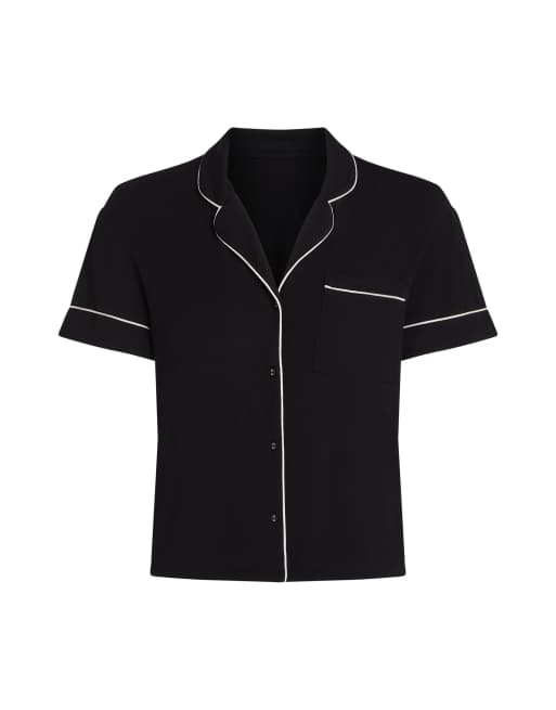 Hunkemöller – Essential – Kurzärmlige Jersey-Jacke in Schwarz, 5 von 6