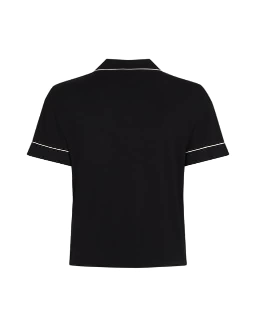 Hunkemöller – Essential – Kurzärmlige Jersey-Jacke in Schwarz, 6 von 6