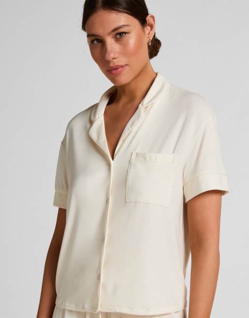 Hunkemöller – Essential – Kurzärmlige Jersey-Jacke in Weiß, 4 von 6