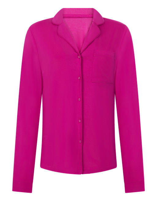 Hunkemöller - Essentials - Jersey overhemd met lange mouwen in roze, 5 van 6