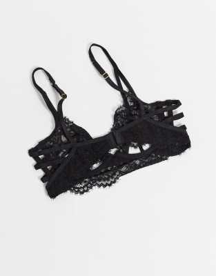 black lace longline bra