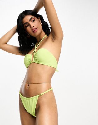 Hunkemoller fiji underwire bandeau bikini top in lime green - ASOS Price Checker