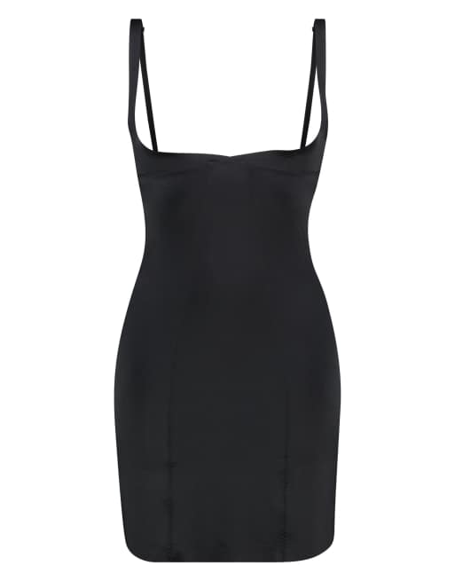 Hunkemöller – Formendes Kleid in Schwarz aus Material in Neoprenoptik, 4 von 4